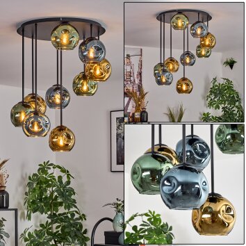 Ripoll Lampa sufitowa, Kula świetlna Niebeieski, Złoty, Zielony, 9-punktowe