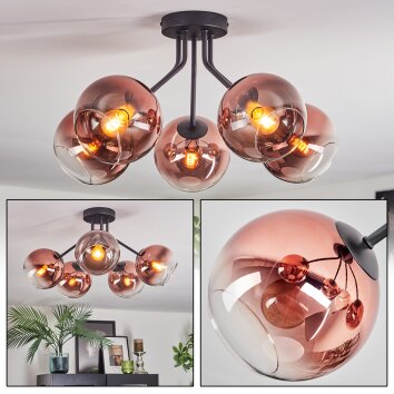 Koyoto Lampa sufitowa, Kula świetlna 52 cm Przezroczysty, W kolorze miedzi, 5-punktowe