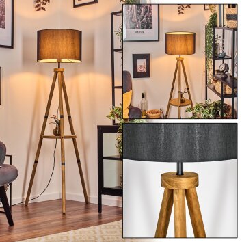 Soungou lampa stojąca brązowy, kolory naturalne, czarny, 1-punktowy