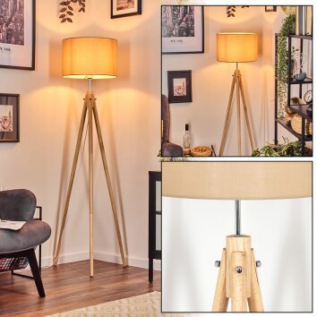 Soungou lampa stojąca chrom, kolory naturalne, 1-punktowy