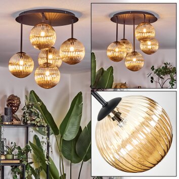 Chehalis Lampa sufitowa, Kula świetlna 45 cm W kolorze bursztynu, 5-punktowe