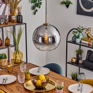 Koyoto Lampa wisząca, Kula świetlna, Lampa wisząca Złoty, Czarny, 1-punktowy