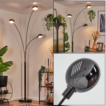 Nikkala Lampa stojąca Chrom, Czarny, 3-punktowe