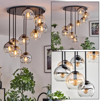 Koyoto lampa sufitowa, kula świetlna bursztynowy, przezroczysty, przydymiony, 9-punktowe