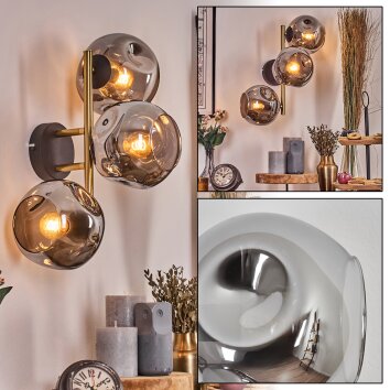 Ripoll kula świetlna, kinkiet złoty, czarny, 3-punktowe