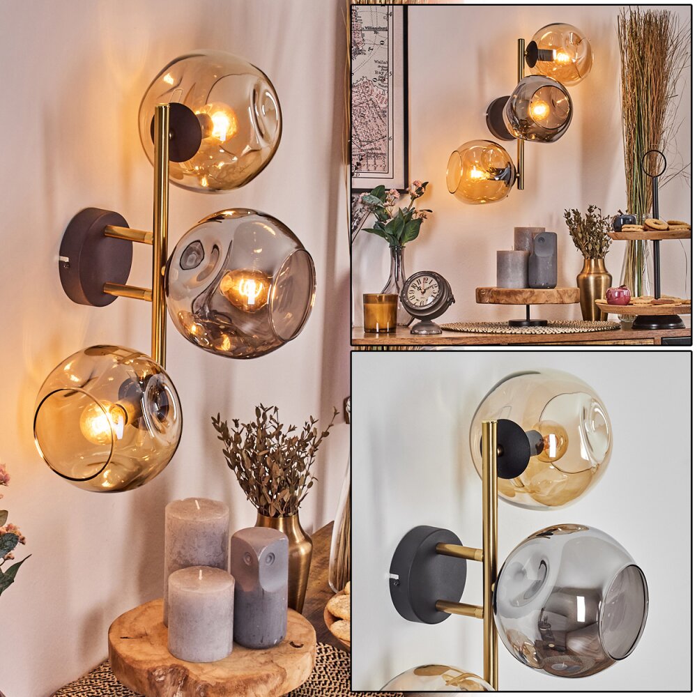 Ripoll Kula świetlna, Lampa ścienna Złoty, Czarny, 3-punktowe main product photo