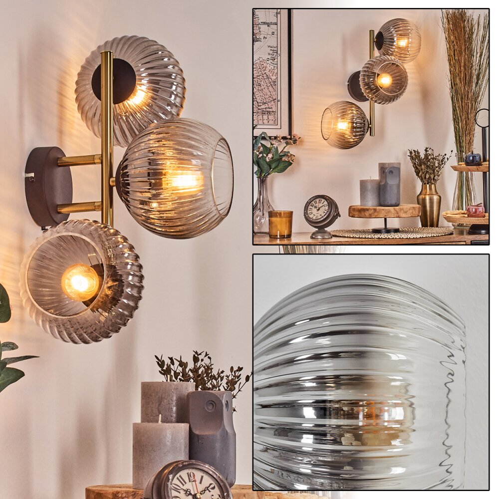 Koyoto Kula świetlna, Lampa ścienna Złoty, Czarny, 3-punktowe main product photo
