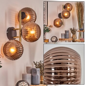 Koyoto Kula świetlna, Lampa ścienna Złoty, Czarny, 3-punktowe