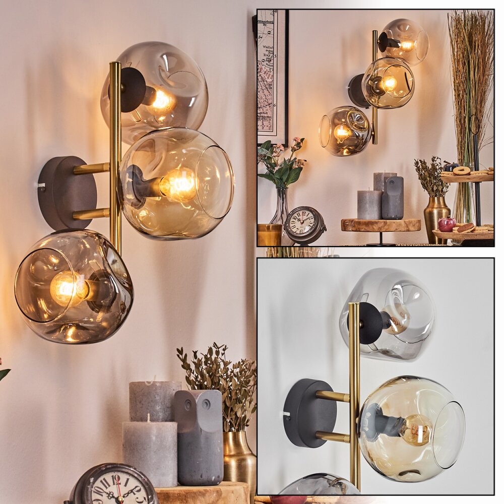 Ripoll Kula świetlna, Lampa ścienna Złoty, Czarny, 3-punktowe main product photo