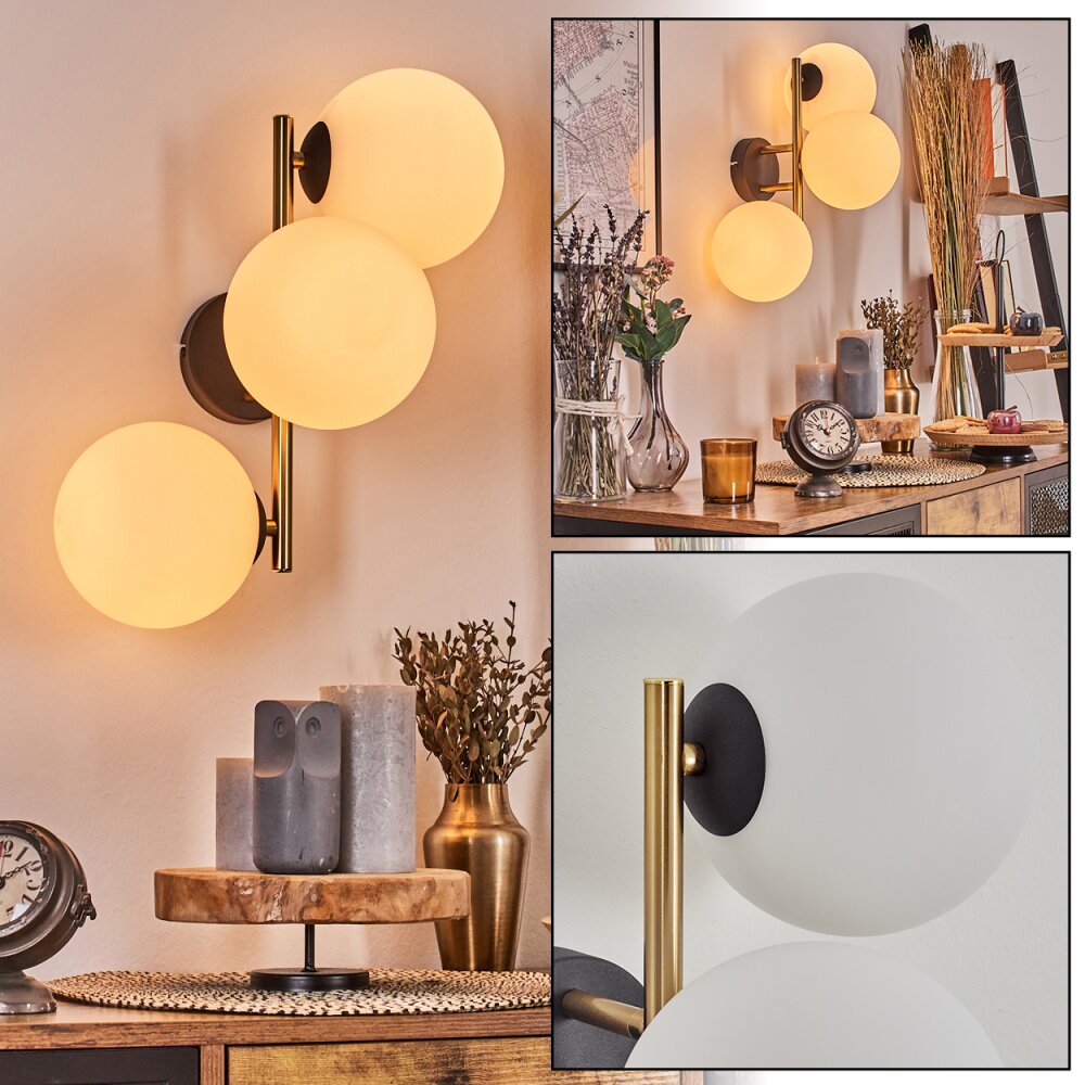 Gastor Kula świetlna, Lampa ścienna Złoty, Czarny, 3-punktowe main product photo