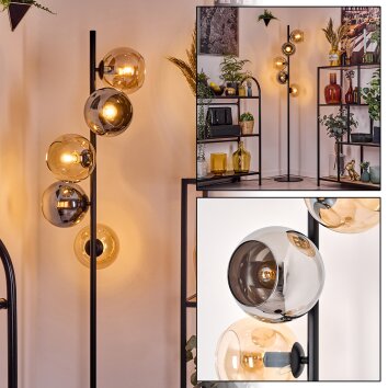 Koyoto lampa stojąca 31 cm bursztynowy, chrom, przydymiony, 5-punktowe