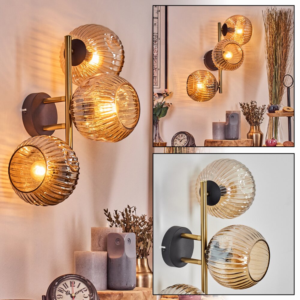 Ripoll Kula świetlna, Lampa ścienna Złoty, Czarny, 3-punktowe main product photo