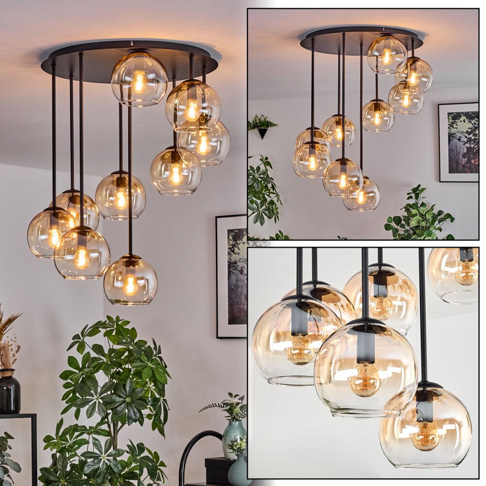 Koyoto Lampa sufitowa, Kula świetlna 57 cm W kolorze bursztynu, Przezroczysty, 9-punktowe main product photo