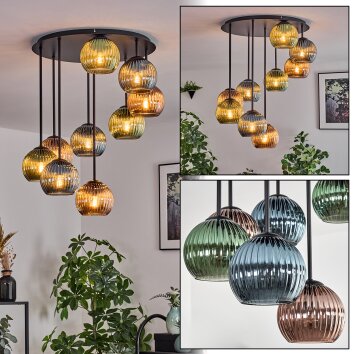 Koyoto Lampa sufitowa, Kula świetlna 57 cm Niebeieski, Zielony, W kolorze miedzi, 9-punktowe