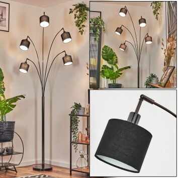 Bassagoda lampa stojąca chrom, czarny, 5-punktowe