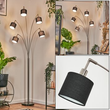 Bassagoda lampa stojąca nikiel matowy, czarny, 5-punktowe