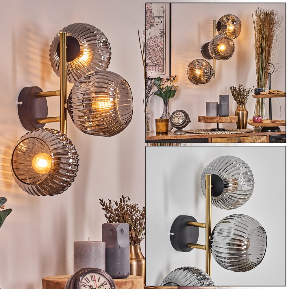 Ripoll Kula świetlna, Lampa ścienna Złoty, Czarny, 3-punktowe main product photo
