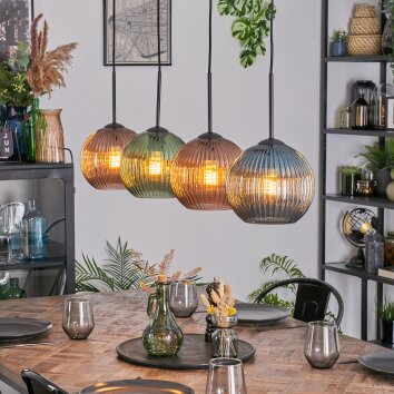 Koyoto Lampa wisząca, Kula świetlna, Lampa wisząca Niebeieski, Zielony, W kolorze miedzi, 4-punktowe