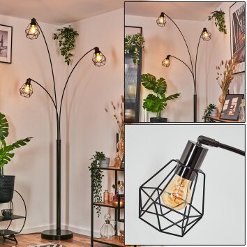 Yaak Lampa stojąca Chrom, Czarny, 3-punktowe