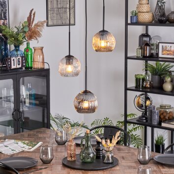 Ripoll Lampa wisząca, Kula świetlna, Lampa wisząca W kolorze bursztynu, Przezroczysty, Przydymiony, 3-punktowe