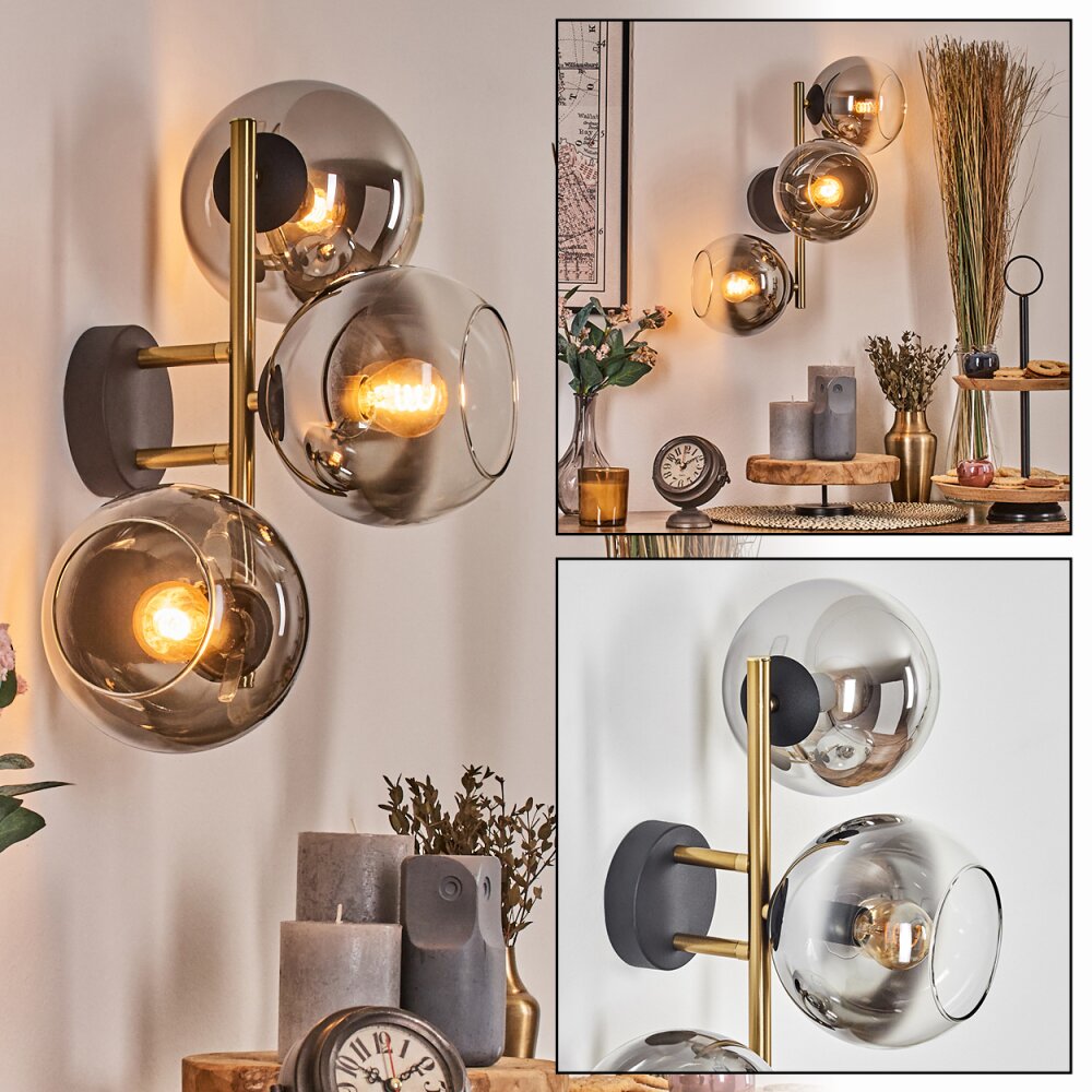 Koyoto Kula świetlna, Lampa ścienna Złoty, Czarny, 3-punktowe main product photo