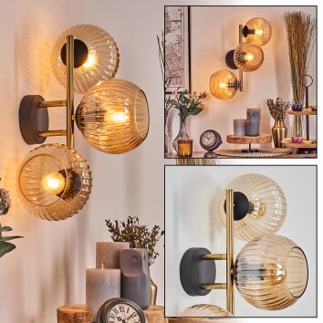 Koyoto Kula świetlna, Lampa ścienna Złoty, Czarny, 3-punktowe
