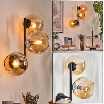 Koyoto Kula świetlna, Lampa ścienna W kolorze bursztynu, 3-punktowe