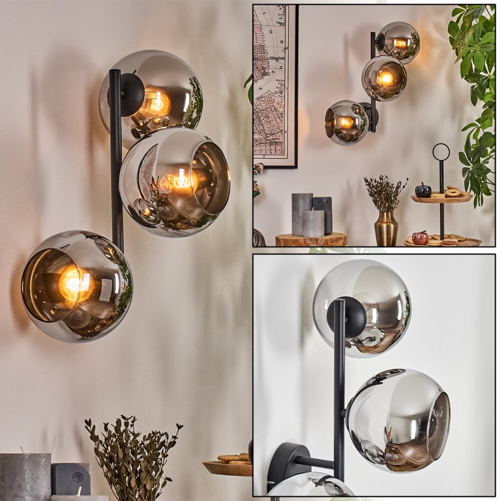 Koyoto Kula świetlna, Lampa ścienna Chrom, Przydymiony, 3-punktowe main product photo