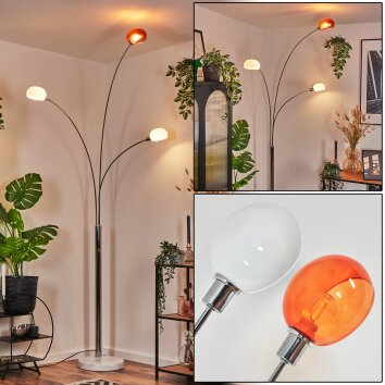 Nikkala Lampa stojąca Chrom, Biały, 3-punktowe