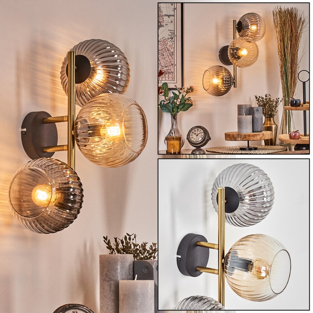 Koyoto Kula świetlna, Lampa ścienna Złoty, Czarny, 3-punktowe main product photo