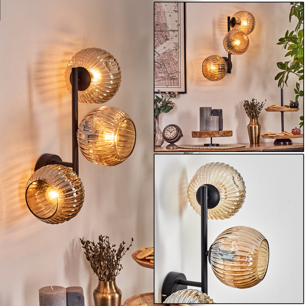 Ripoll Kula świetlna, Lampa ścienna W kolorze bursztynu, 3-punktowe main product photo