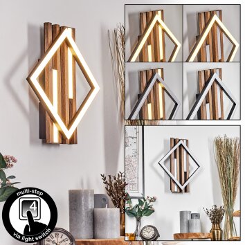 Ellekilde kinkiet LED brązowy, wygląd drewna, czarny, 1-punktowy