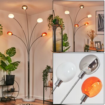 Nikkala Lampa stojąca Chrom, Biały, 5-punktowe