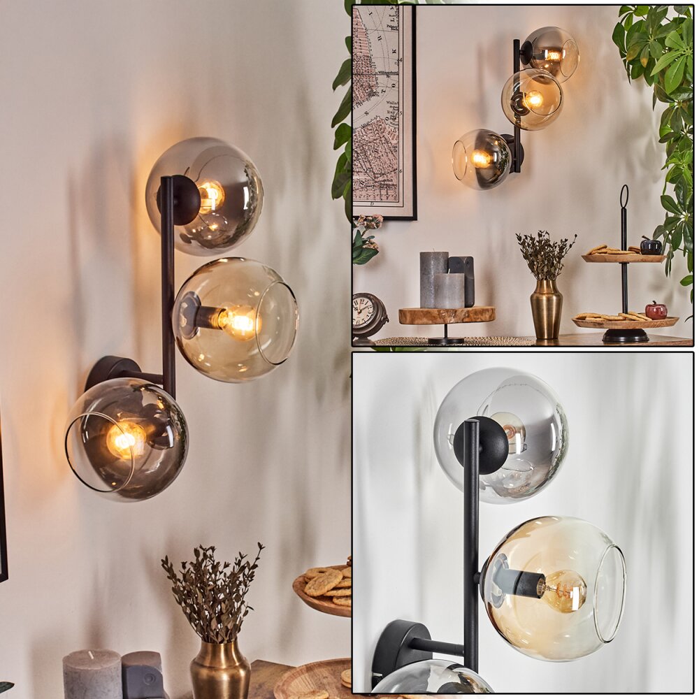 Koyoto Kula świetlna, Lampa ścienna W kolorze bursztynu, Przezroczysty, Przydymiony, 3-punktowe main product photo