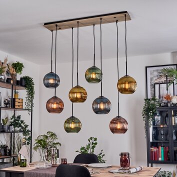 Koyoto Lampa wisząca, Kula świetlna, Lampa wisząca Ecru, Czarny, 8-punktowe