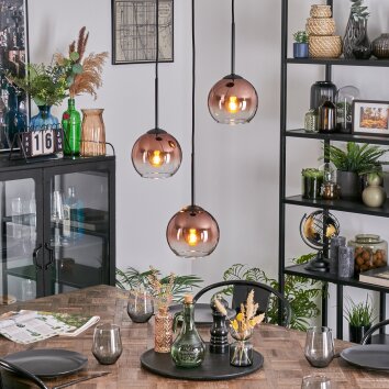 Koyoto Lampa wisząca, Kula świetlna, Lampa wiszącego klastra 30 cm Przezroczysty, W kolorze miedzi, 3-punktowe