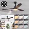 Mosstena Lampa sufitowa, lampa z wentylatorem LED Ciemne drewno, Czarny, 1-punktowy, Zdalne sterowanie
