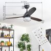 Mosstena Lampa sufitowa, lampa z wentylatorem LED Ciemne drewno, Czarny, 1-punktowy, Zdalne sterowanie