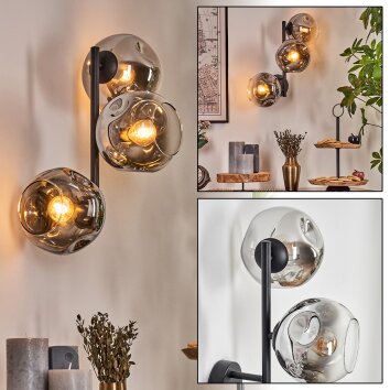Ripoll Kula świetlna, Lampa ścienna Chrom, Przezroczysty, Przydymiony, 3-punktowe