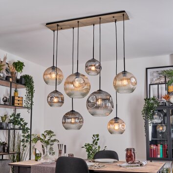 Ripoll lampa wisząca, kula świetlna, lampa wisząca kolory naturalne, czarny, 8-punktowe