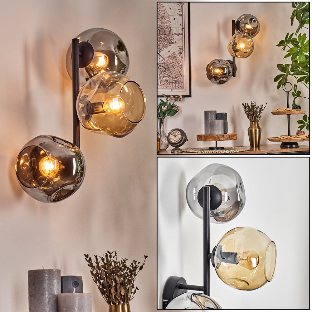 Ripoll Kula świetlna, Lampa ścienna W kolorze bursztynu, Przydymiony, 3-punktowe main product photo