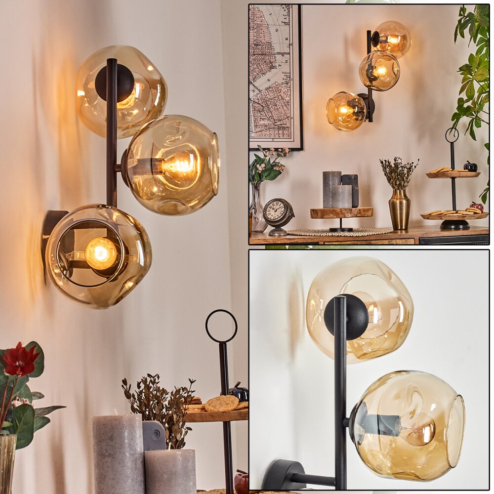 Ripoll Kula świetlna, Lampa ścienna W kolorze bursztynu, 3-punktowe main product photo
