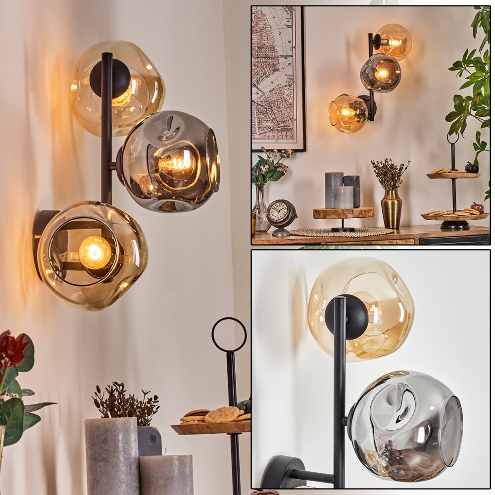 Ripoll Kula świetlna, Lampa ścienna W kolorze bursztynu, Przydymiony, 3-punktowe main product photo
