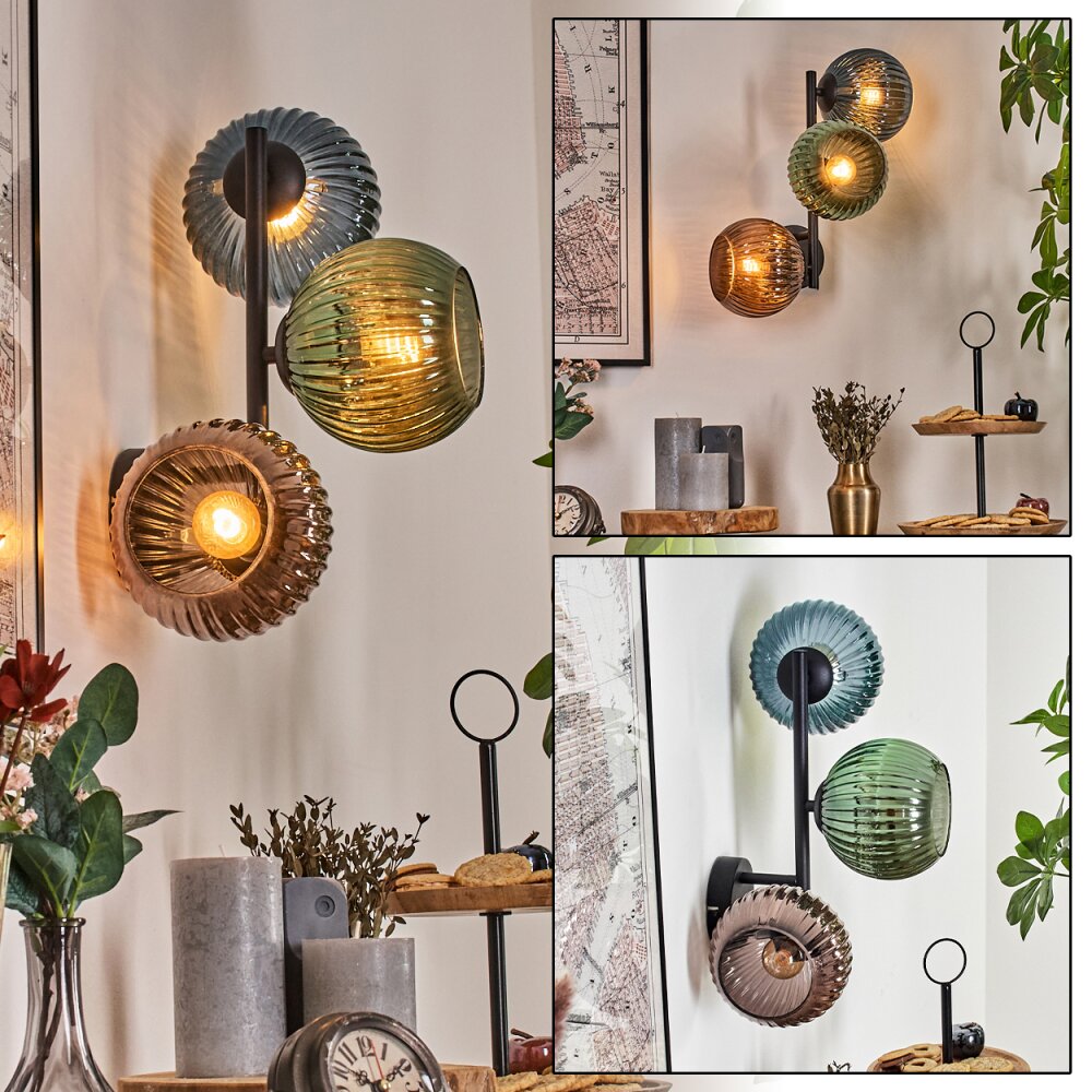 Koyoto Kula świetlna, Lampa ścienna Niebeieski, Zielony, W kolorze miedzi, 3-punktowe main product photo