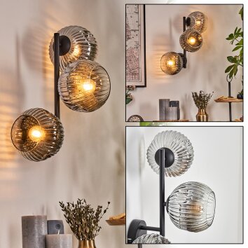 Ripoll Kula świetlna, Lampa ścienna Chrom, Przezroczysty, Przydymiony, 3-punktowe