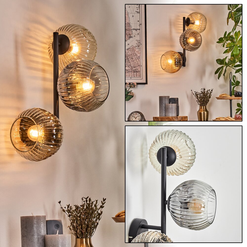 Ripoll Kula świetlna, Lampa ścienna W kolorze bursztynu, Przezroczysty, Przydymiony, 3-punktowe main product photo