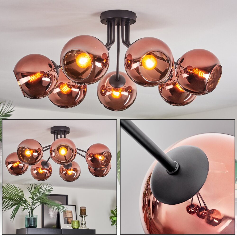 Koyoto Lampa sufitowa, Kula świetlna W kolorze miedzi, 7-punktowe main product photo