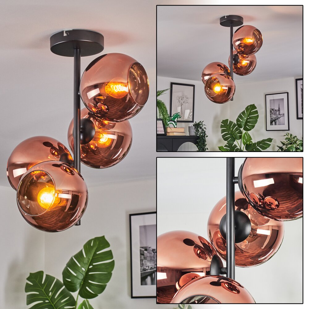 Koyoto Lampa sufitowa, Kula świetlna W kolorze miedzi, 4-punktowe main product photo