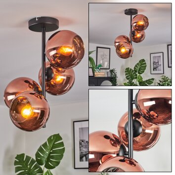 Koyoto Lampa sufitowa, Kula świetlna W kolorze miedzi, 4-punktowe