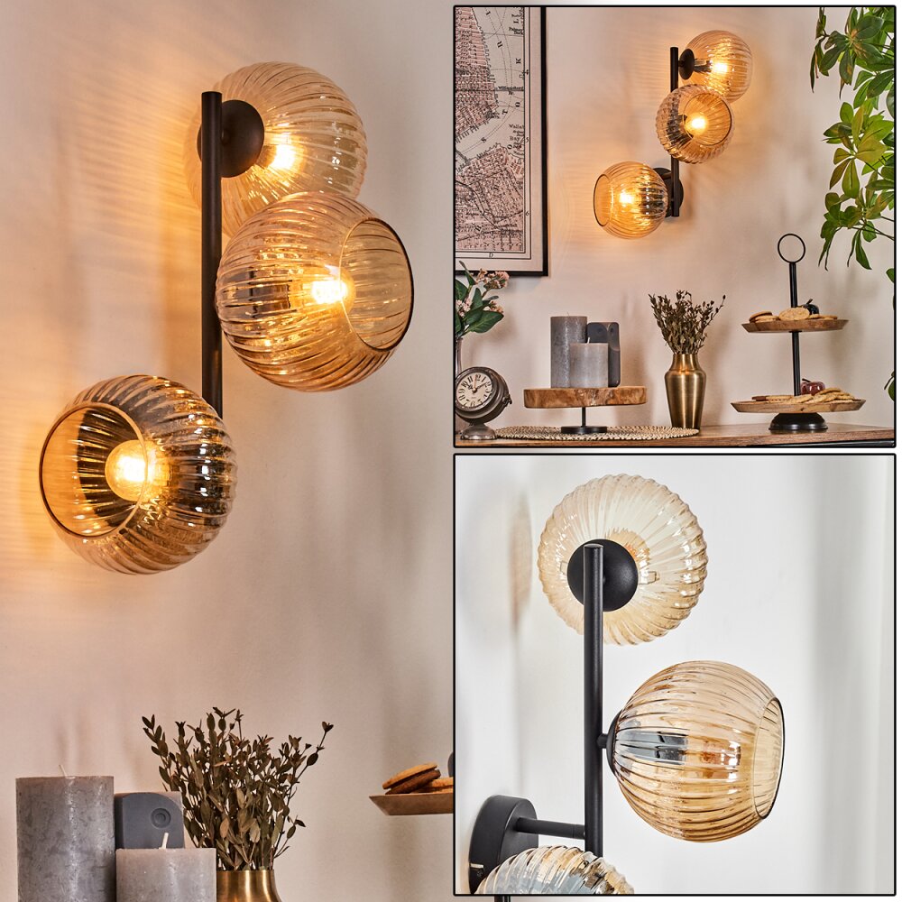 Koyoto Kula świetlna, Lampa ścienna W kolorze bursztynu, 3-punktowe main product photo